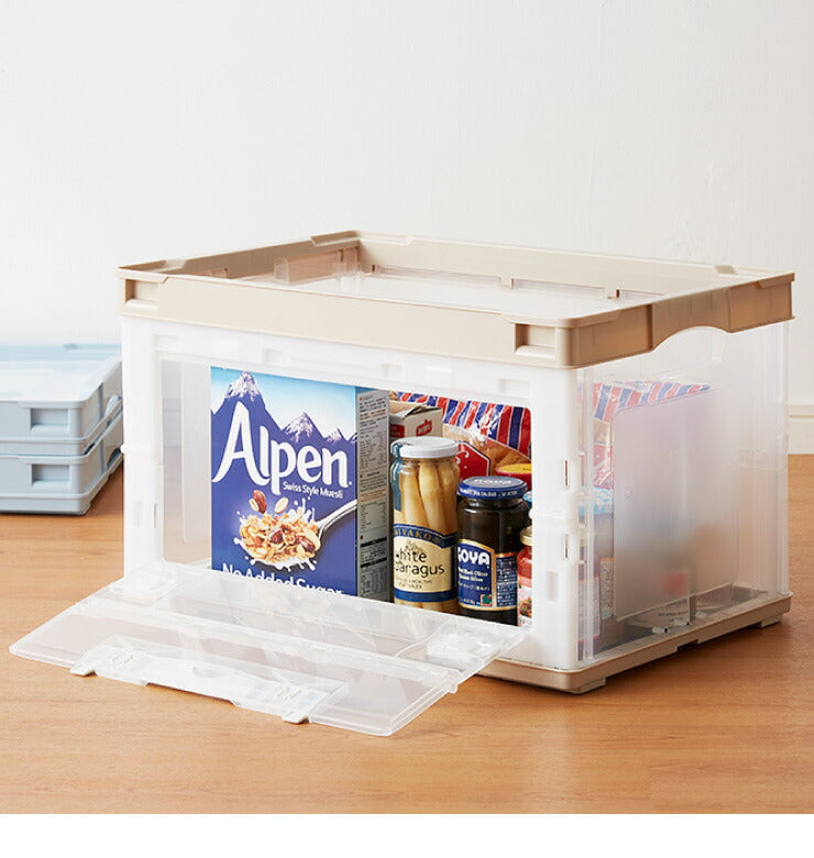 収納ケース 折りたたみコンテナ 片扉 50L 横から取り出せる 収納 プラスチック 折り畳み 折りたたみボックス 衣装ケース(代引不可)