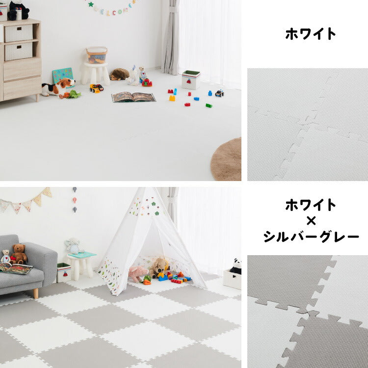 ジョイントマット 大判 滑り止め 60cm 厚さ1cm 床暖房対応 抗菌加工 低ホルム PE サイドパーツ付き 32枚 フリーカット おしゃれ カラフル かわいい マット 滑り止めマット プレイマット ベビー