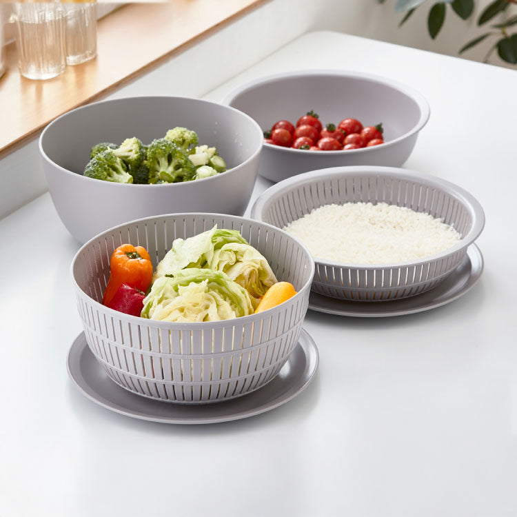 【新色追加!】like-it 米とぎ ザル ボウル プレート 6点セット 食洗機対応 耐熱 レンジ対応 樹脂 米とぎざる ボール 深型 浅型 水切り 調理器具 耐熱容器 日本製 キッチン ライクイット LBK-10(代引不可)