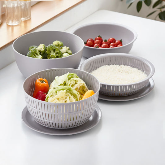 【新色追加!】like-it 米とぎ ザル ボウル プレート 6点セット 食洗機対応 耐熱 レンジ対応 樹脂 米とぎざる ボール 深型 浅型 水切り 調理器具 耐熱容器 日本製 キッチン ライクイット LBK-10(代引不可)