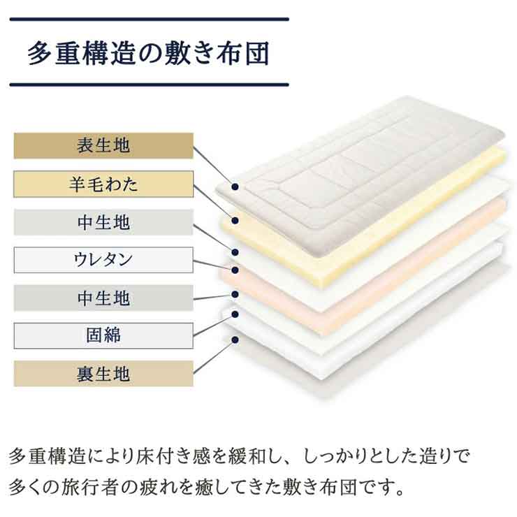 丸八真綿 敷ふとん 至福の眠り 日本製 ホテル仕様 3層 羊毛 敷布団 シングル ダブルヘム 極厚 3層 羊毛敷きふとん 国産(代引不可)