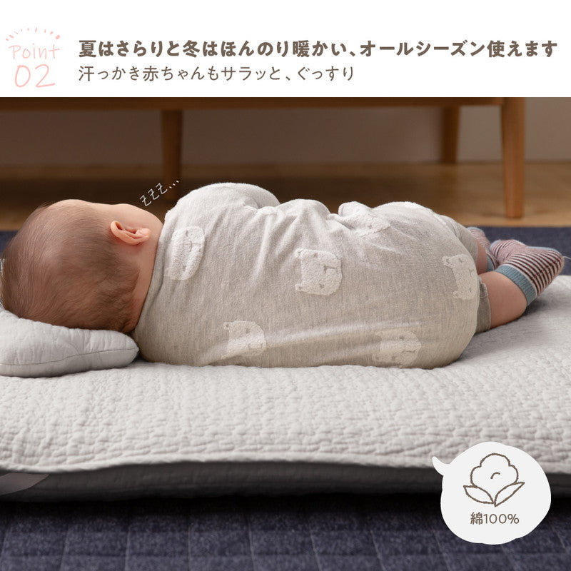イブル 敷きパッド CLOUD柄 綿100% ベビーサイズ mofua モフア 洗える 丸洗い おしゃれ かわいい 低ホルム 韓国インテリア マタニティ 赤ちゃん ベビー キルティング ベッドパッド ベッドシーツ 敷き布団 敷布団
