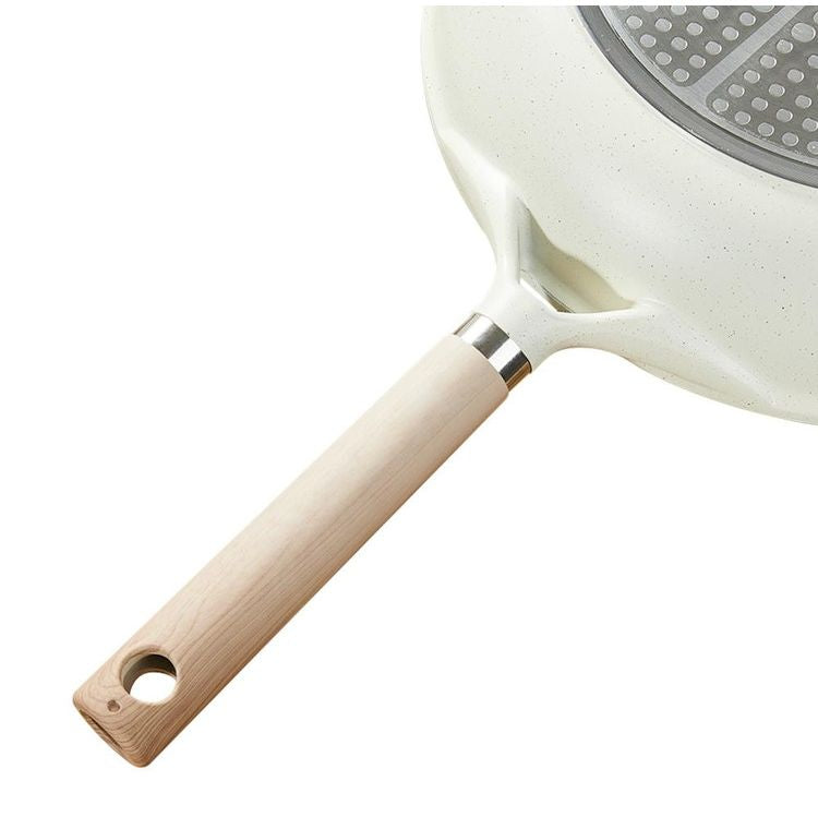 カローテ CAROTE フライパン IH対応 PFOAフリー 深型 26cm ディープパン IH ガス火対応 ふっ素加工 コーティング 注ぎ口付き お手入れ簡単 アイボリー NM-5003 COSY-ICE かわいい おしゃれ