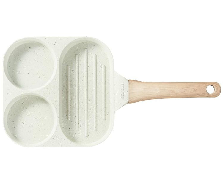 カローテ CAROTE フライパン 仕切り 3面 18.5×18.5cm IH対応 PFOAフリー 仕切りパン IH ガス火対応 ふっ素加工 コーティング お手入れ簡単 アイボリー NM-5008 COSY-ICE かわいい おしゃれ 便利