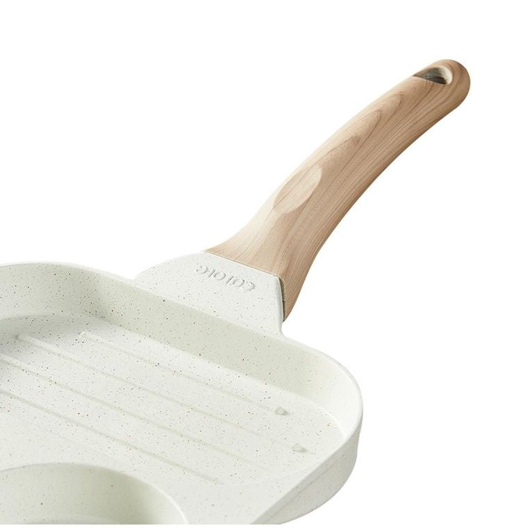 カローテ CAROTE フライパン 仕切り 3面 18.5×18.5cm IH対応 PFOAフリー 仕切りパン IH ガス火対応 ふっ素加工 コーティング お手入れ簡単 アイボリー NM-5008 COSY-ICE かわいい おしゃれ 便利