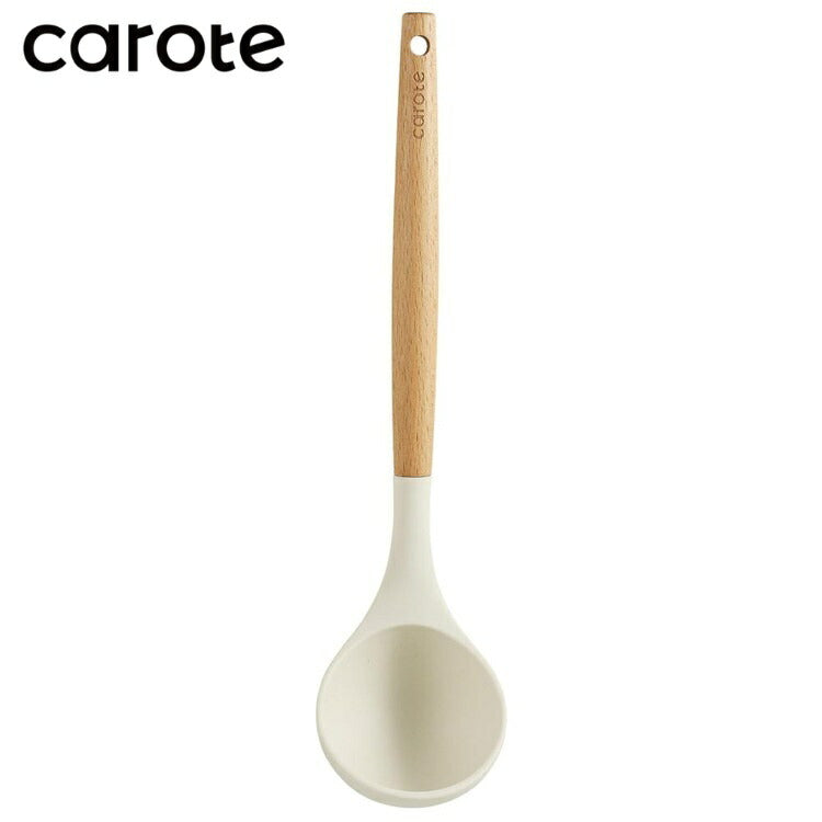 カローテ CAROTE お玉 おたま レードル スープ お味噌汁 シリコン 耐熱 アイボリー ホワイト 木製 木柄 かわいい シンプル おしゃれ 使いやすい キッチンツール NM-5043