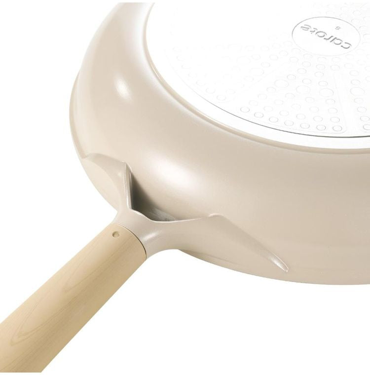 カローテ CAROTE フライパン 28cm ふっ素不使用 IH対応 PFOAフリー IH ガス火対応 セラミック 注ぎ口付き 洗いやすい 握りやすい ミルクティー NM-5086 COSY-ICE