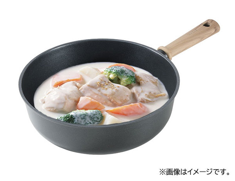 カローテ CAROTE 超深型 フライパン マルチパン 28cm IH対応 PFOAフリー IH ガス火対応 木目調 木目 チタンコーティング チタン ブラック NM-5105