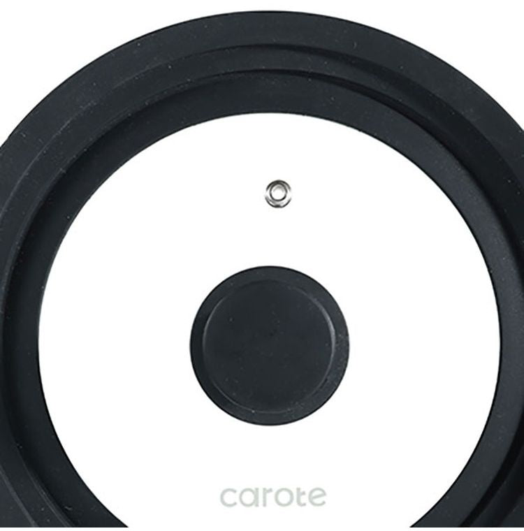 カローテ CAROTE ガラス蓋 18cm 20cm 22cm 兼用 兼用蓋 パンカバー シリコン ガラス 中身が見える ガラス窓 シリコーン縁 ブラック NM-5112