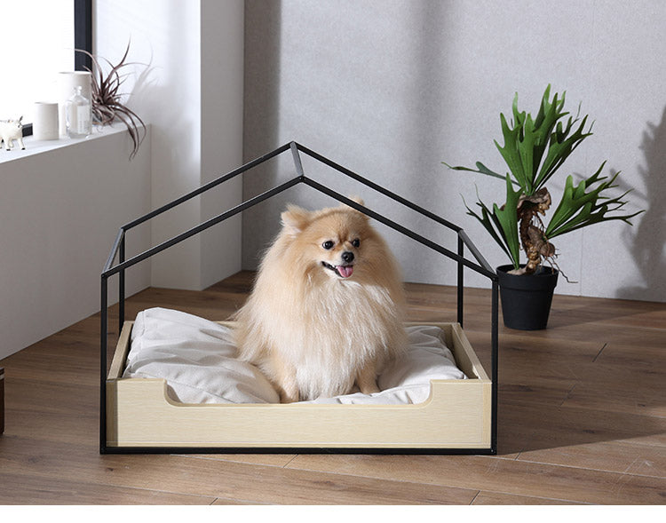 ペットベッド 幅67cm ハウス型 乗り降り簡単 犬猫兼用 撥水加工 チャック付き クッション付き ペットハウス 小型犬 犬 猫 ペット ペット用品 ナチュラル (代引不可)