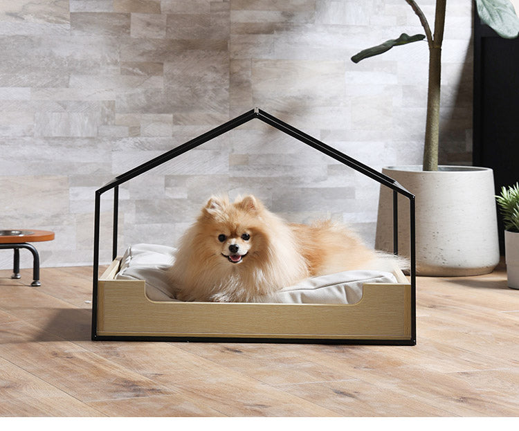 ペットベッド 幅67cm ハウス型 乗り降り簡単 犬猫兼用 撥水加工 チャック付き クッション付き ペットハウス 小型犬 犬 猫 ペット ペット用品 ナチュラル (代引不可)