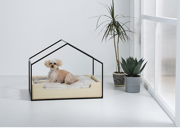 ペットベッド 幅67cm ハウス型 乗り降り簡単 犬猫兼用 撥水加工 チャック付き クッション付き ペットハウス 小型犬 犬 猫 ペット ペット用品 ナチュラル (代引不可)