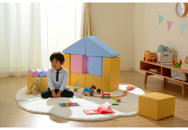 積み木 クッション 16個セット 日本製 ブロック 積み木クッション ベビー キッズ 保育園 託児所 プレイルーム おもちゃ セット(代引不可)