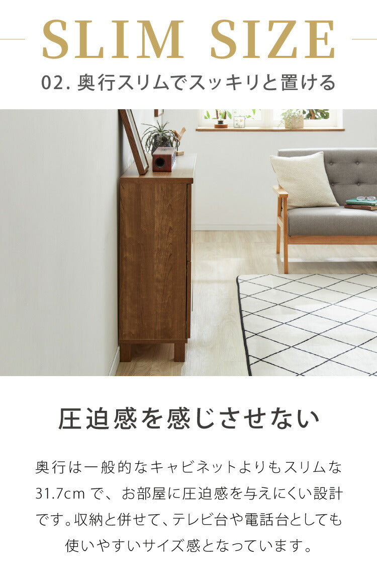 日本製 キャビネット サイドボード スリム プッシュ式扉マルチキャビネット 横置き 2段 カウンター下収納 書棚 本棚 棚 扉 BOX カラーボックス 収納ボックス 木製 北欧 リビング 幅110cm 奥行30 ベーシック 新生活(代引不可)