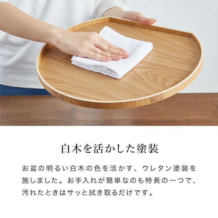 滑り止め加工 半月盆 36cm お盆 トレー ノンスリップ 滑らない 天然木 半月膳 ナチュラル 食卓 ランチ カフェ 可愛い かわいい すべらない 滑り止め加工 すべり止め加工(代引不可)