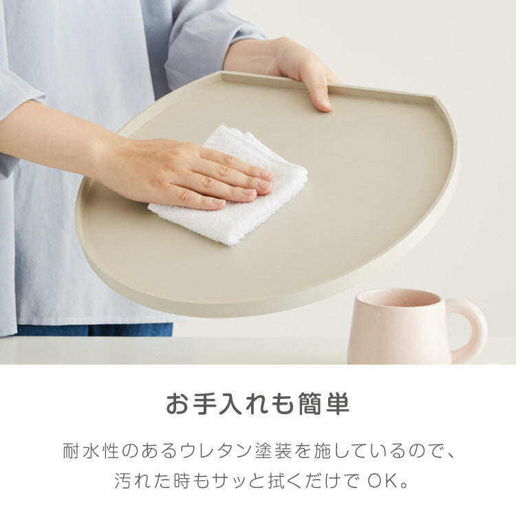 天然木のカラー半月盆 36cm お盆 半月盆 半月膳 トレー 天然木 食卓 プレイスマット ランチョンマット ランチ 和食 洋食 和室 洋室 洋風 和風 正月 来客用 おもてなし シンプル(代引不可)