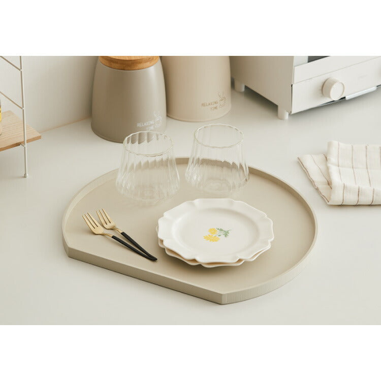 天然木のカラー半月盆 36cm お盆 半月盆 半月膳 トレー 天然木 食卓 プレイスマット ランチョンマット ランチ 和食 洋食 和室 洋室 洋風 和風 正月 来客用 おもてなし シンプル(代引不可)