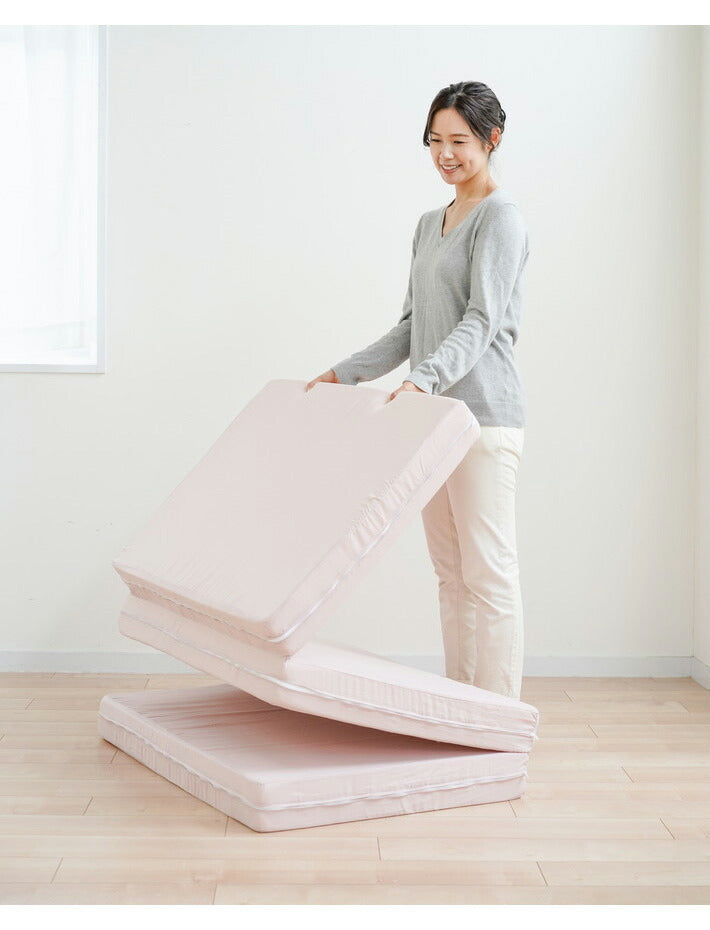 マットレス 高反発 三つ折り 折りたたみ シングル 極厚10cm 安心の日本製 硬め ウレタンマット ベッドマットレス 3つ折り 130N 硬い 高硬度 敷布団 敷き布団 国産 洗えるカバー(代引不可)