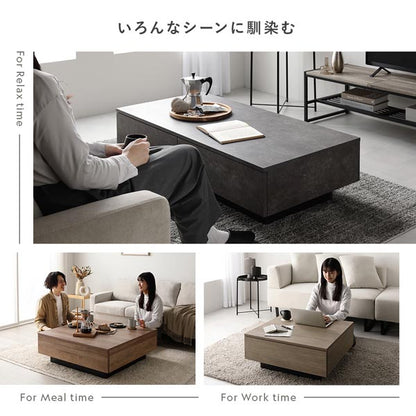 センターテーブル 正方形 約90×90cm グレージュ 引き出し 3杯付き ローテーブル リビング ダイニング インテリア家具