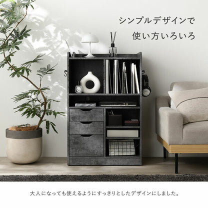 ランドセルラック 約幅64.5×奥行40×高さ100cm ホワイト 引き出し サイドバー フック コンセント 可動棚 隠しキャスター付 収納力抜群 大容量 子供部屋 オープン収納 キッズ収納 本棚 ブックシェルフ 書棚 ブックラック 収納棚 オープンラック 収納ラック