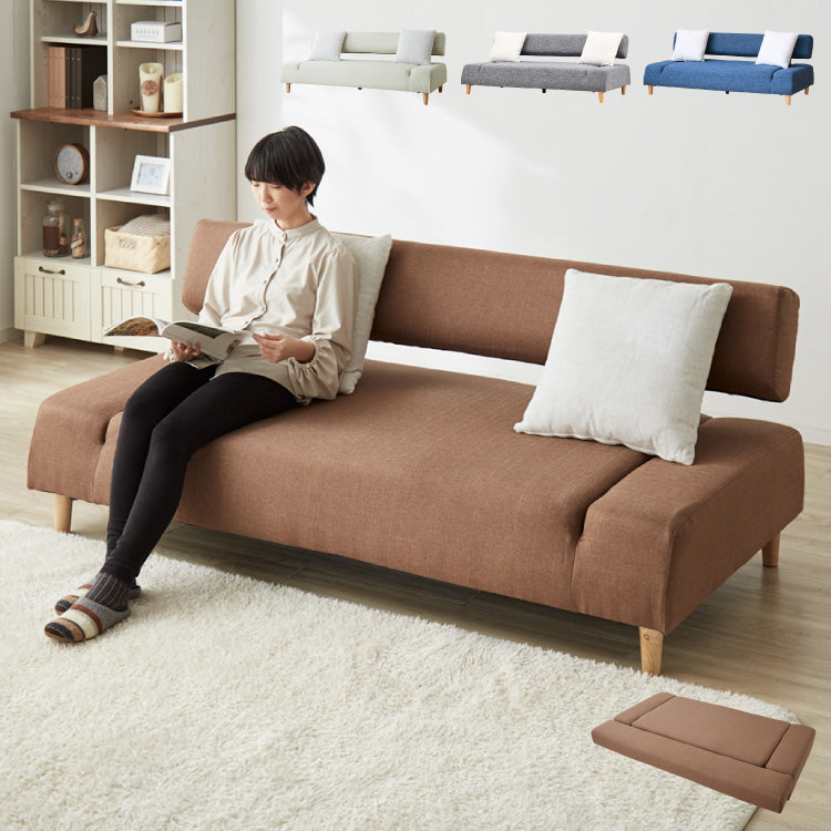 ソファベッド ソファーベッド 3人掛け 幅190 完成品 開梱設置無料 3P ファブリック ソファ sofa リクライニング ブラウン ブルー グレー  ボンネルコイル フロアソファ(代引不可)