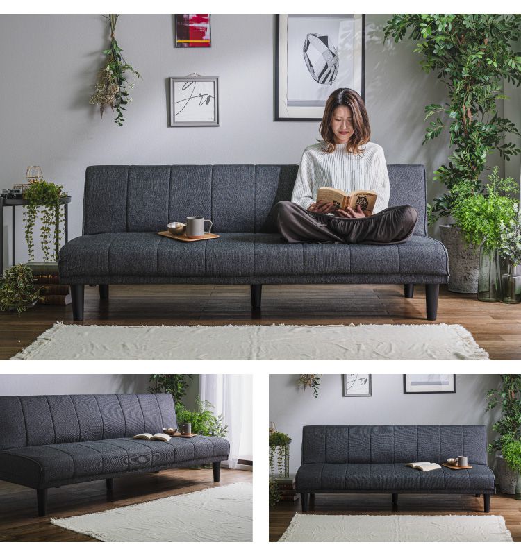 ソファベッド ソファーベッド 3人掛け 幅180 完成品 3P ファブリック ソファ sofa リクライニング ブラック ベージュ ブルー  フロアソファ(代引不可)