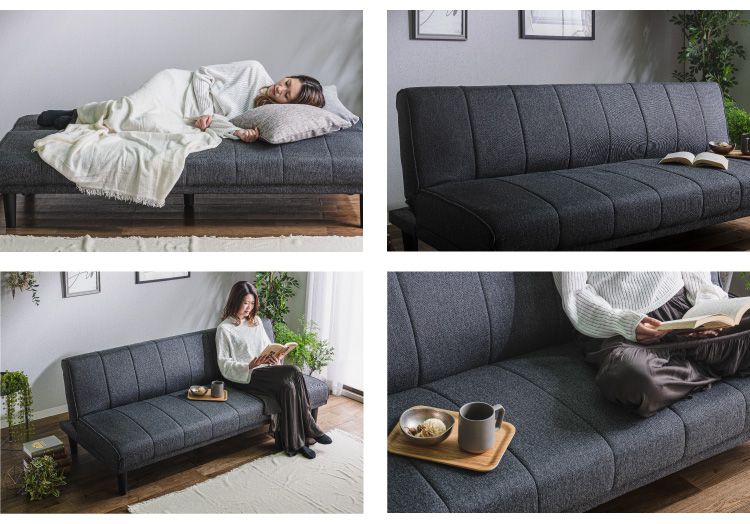 ソファベッド ソファーベッド 3人掛け 幅180 完成品 3P ファブリック ソファ sofa リクライニング ブラック ベージュ ブルー  フロアソファ(代引不可)