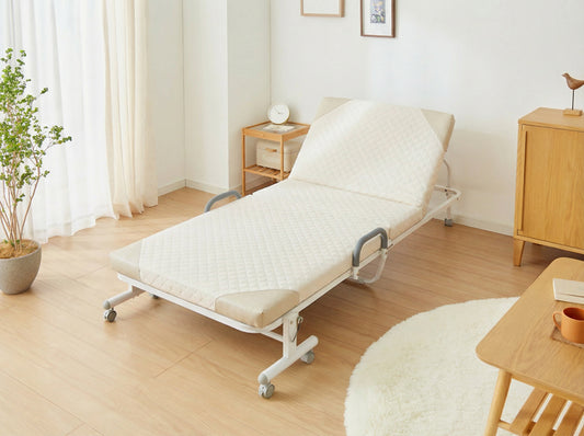 折りたたみベッド シングル キャスター付き マットレス キャスター 手すり 移動 PVCガード