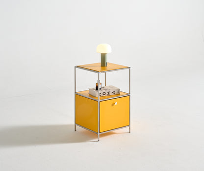 ステンレス モジュールキャビネット 40cm 2段 完成品 オールステンレス ミッドセンチュリー モジュール家具 モジュール棚 収納ラック 壁面 収納 キャビネット 韓国インテリア アルスルイ