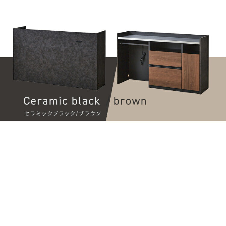 手元を隠す キッチンカウンター ダストボックス 間仕切り 完成品 幅150 ステンレス天板 収納 日本製 ゴミ箱上ラック コンセント付き 食器棚 キッチンボード グレー オーク ブラウン(代引不可)