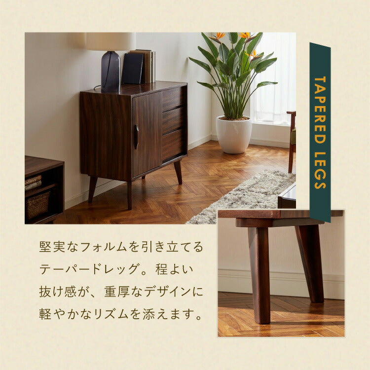 リビングボード 幅80cm サイドボード キャビネット モンキーポッド シェルフ 棚 ローボード テレビ台 モンキーポッド材 天然木 木製 ミッドセンチュリー レトロ モダン 北欧 北欧モダン ヴィンテージ(代引不可)