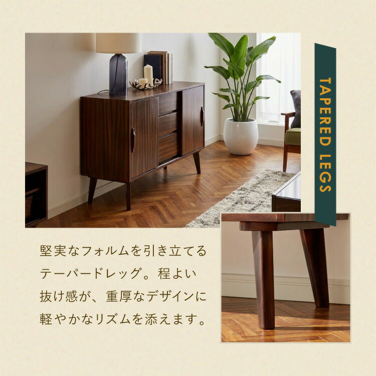 リビングボード 幅120cm サイドボード キャビネット モンキーポッド シェルフ 棚 ローボード テレビ台 モンキーポッド材 天然木 木製 ミッドセンチュリー レトロ モダン 北欧 北欧モダン ヴィンテージ(代引不可)