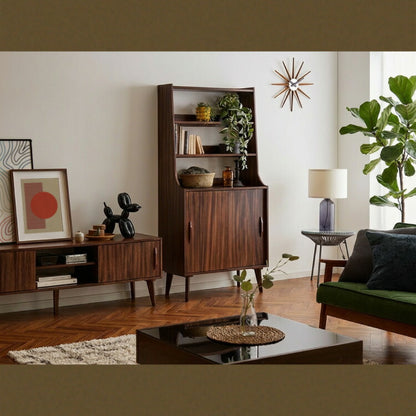 キャビネット 幅80cm 高さ165cm シェルフ 棚 本棚 収納 リビング収納 モンキーポッド モンキーポッド材 天然木 木製 ミッドセンチュリー レトロ モダン 北欧 北欧モダン ヴィンテージ(代引不可)