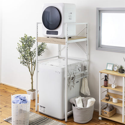 耐荷重50kg 洗濯機ラック 洗濯機上収納 ランドリーラック 頑丈 幅65cm 高さ調整4段階 クロスバー補強 スチール1.5mm メラミン天板 PUR接着 揺れに強い 脱衣所収納 省スペース 洗剤収納