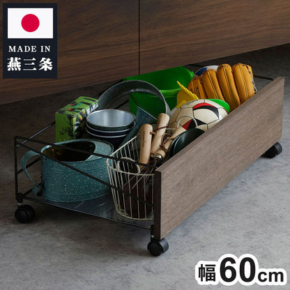 下村企販 日本製 燕三条 シューズボックス下ワゴン 収納庫 幅60cm 収納ラック 靴箱下 シューズボックス下 ワゴン 玄関収納 省スペース おしゃれ