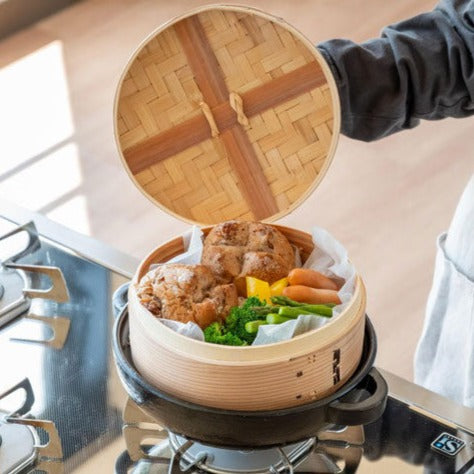 下村企販 杉中華せいろ 21cm 蓋付き せいろ 蒸し器 セイロ 肉まん 中華まん 蒸し料理 蒸し野菜 杉せいろ キッチン 調理器具 パン シュウマイ 小籠包