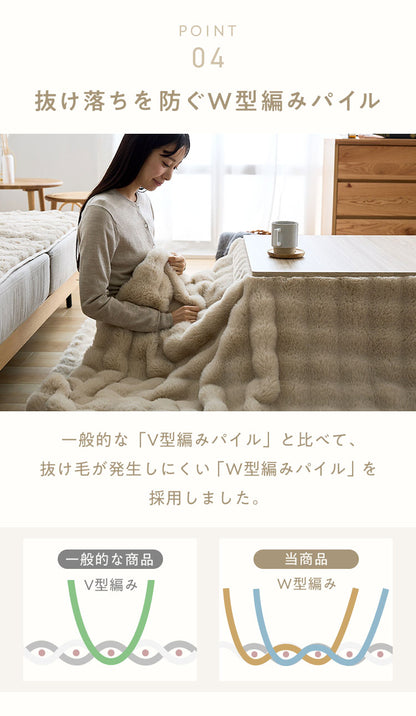 もこもここたつ布団 mocone 正方形 長方形 洗える 2枚合わせ 静電気防止 ラビットファー シープボア もこもこ ふわふわ かわいい あったか こたつ用掛け布団 185×185cm 185×235cm