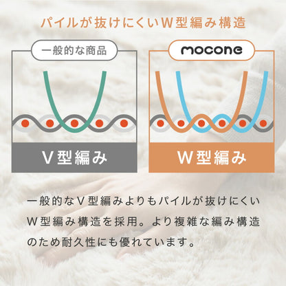 もこもこラグ mocone 正方形 長方形 洗える ホットカーペット対応 静電気防止 ラビットファー もこもこ ぽこぽこ 北欧 かわいい あったか フランネル カーペット 180×180cm 180×240cm