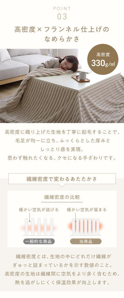 もこもこストライプこたつ布団 mocone 正方形 長方形 洗える 2枚合わせ 静電気防止 ラビットファー ニューマイヤー もこもこ ふわふわ 韓国 かわいい おしゃれ あったか こたつ布団 掛け布団 185×185cm 185×235cm