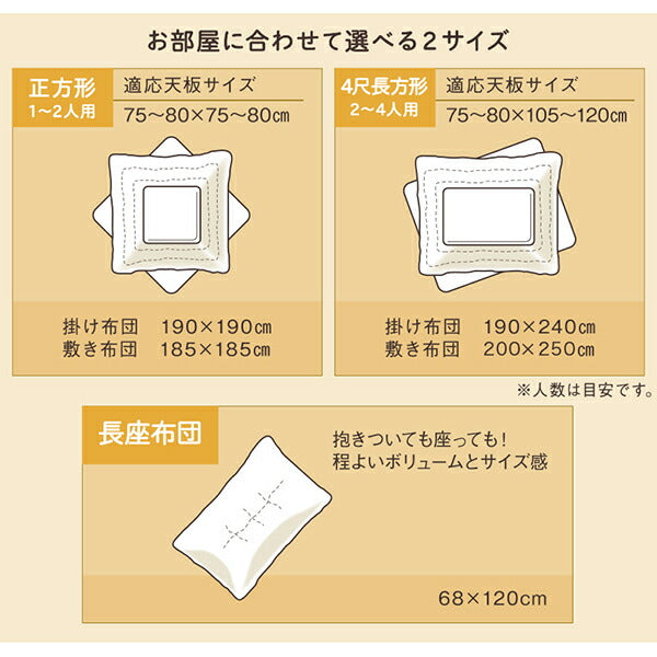 こたつ こたつ布団 おしゃれ とろけるフランネル裏地 丸洗いできるこたつ布団 こたつ用掛け布団単品 4尺長方形(80×120cm)天板対応(代引き不可)