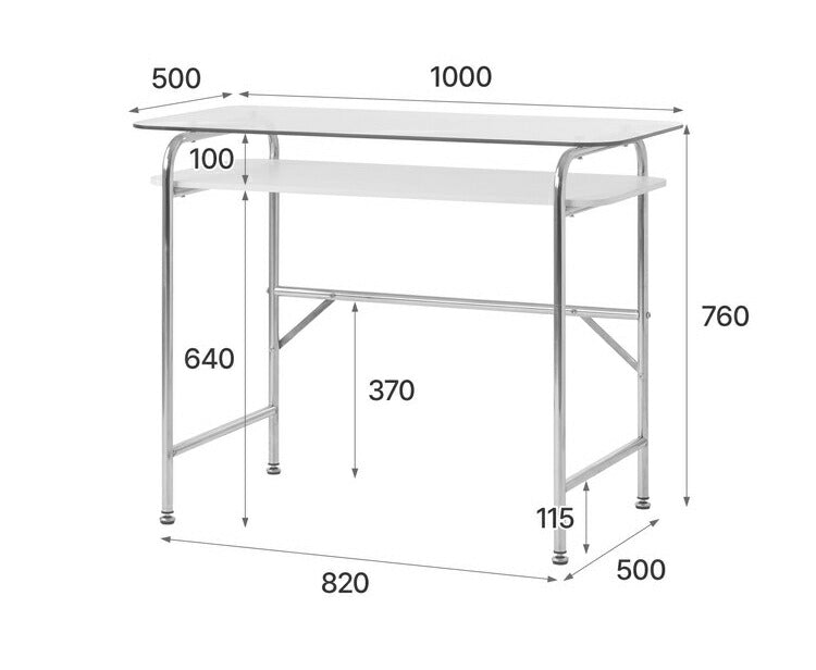 roomnhome ぺブル ガラスデスク 100cm 収納棚デスク デスク パソコンデスク 学習机 ガラス ガラス天板 ハイタイプ 収納 机つくえ 韓国インテリア ミッドセンチュリー(代引不可)