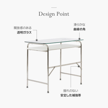 roomnhome ぺブル ガラスデスク 100cm 収納棚デスク デスク パソコンデスク 学習机 ガラス ガラス天板 ハイタイプ 収納 机つくえ 韓国インテリア ミッドセンチュリー(代引不可)