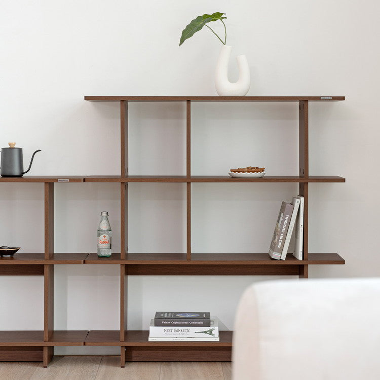 roomnhome バルトスクエアラック 幅80cm 3段オープンラック木製 見せる収納 収納 サイドテーブル メイクスペース デザインラック シェルフ スリム ディスプレイラック 本棚 ブラウン 韓国インテリア