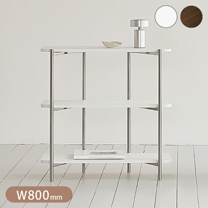 roomnhome ステンレス オープンラック ステンレス バルトステンシェルフ 収納 幅80cm 3段 棚 見せる収納 ラック 省スペース デザインラック シンプル モダン ディスプレイラック 韓国インテリア