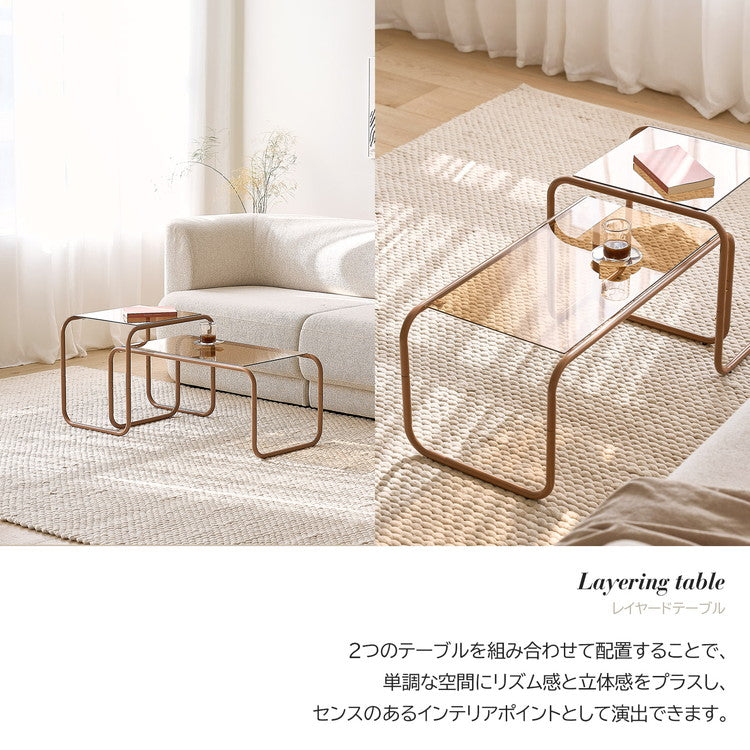 ミッドセンチュリー　ガラスサイドテーブル roomnhome ガラス サイドテーブル 幅50 テーブル スチール ミッド