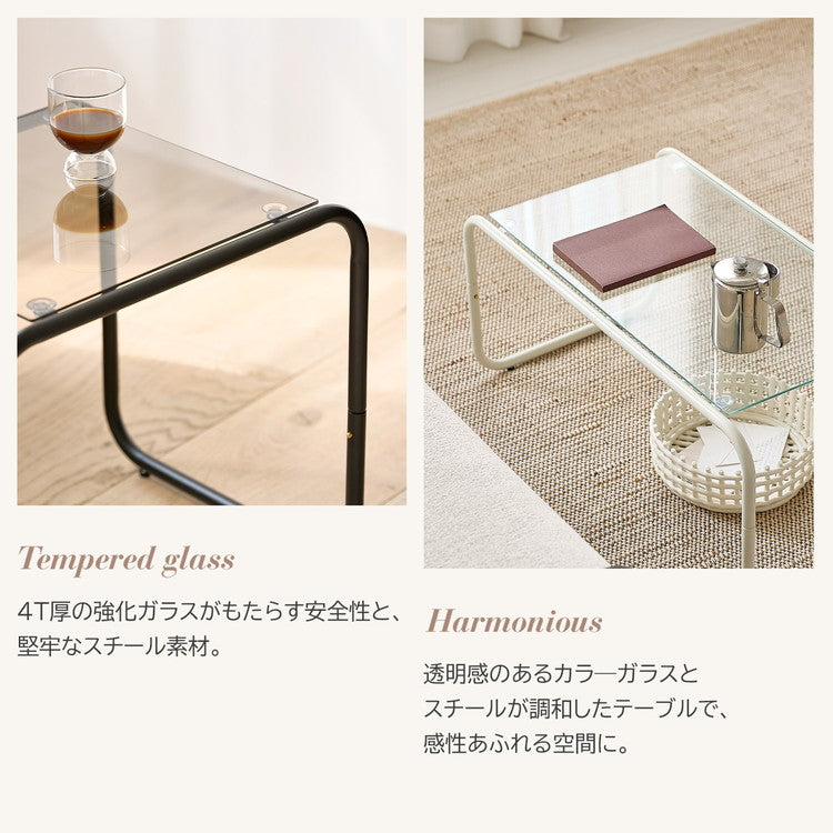roomnhome ガラス サイドテーブル 幅50 テーブル スチール ミッド