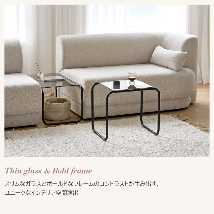 roomnhome ガラス サイドテーブル 幅50 テーブル スチール ミッド