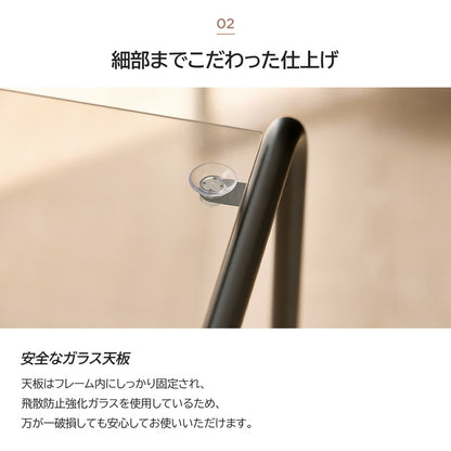 roomnhome ガラス サイドテーブル 幅80 テーブル セット スチール ミッドセンチュリー ダイニングテーブル センターテーブル 机 デスク ソファテーブル リビングテーブル おしゃれ 棚付き