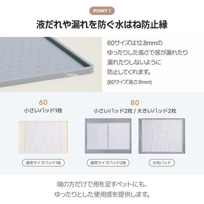 roomnhome シリコンマット エンボス加工滑り止め付き 約60 × 40cm 薄型 防臭防水機能付き トイレトレー ペットトイレ 薄型 ペット シート シーツ ペットシート