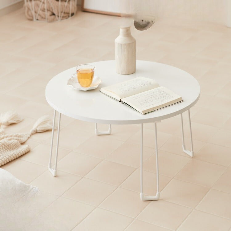 【roomnhome×リコメン堂】センターテーブル 丸型 白 60cm 折りたたみ おしゃれ 韓国インテリア 耐荷重 約20kg ローテーブル【限定商品】かわいい シンプル インテリア モダン(代引不可)